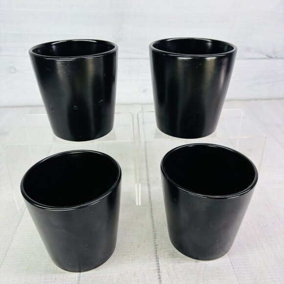 Stone + Lain CELINA Matte Black Modern Coupe 12oz Stoneware Cups Mugs Set of 4 - Picture 4 of 16
